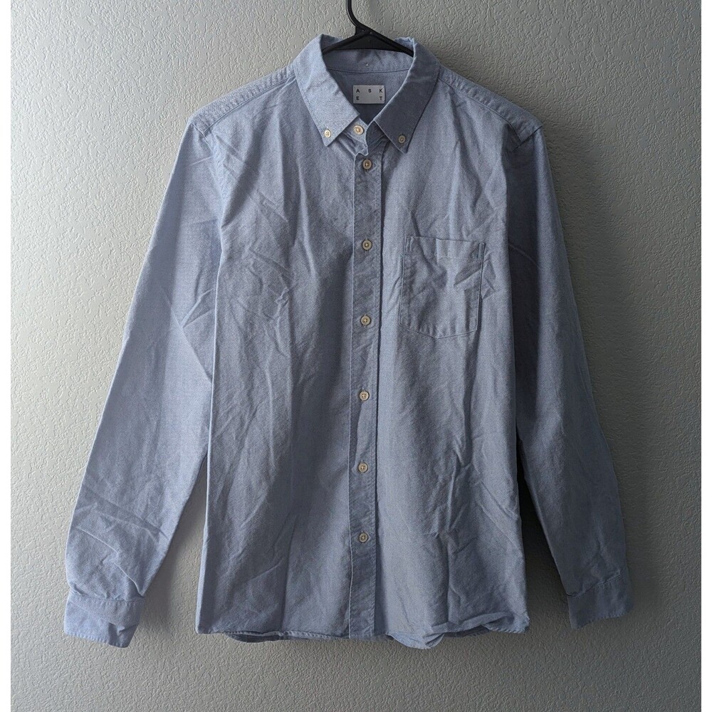 Asket Oxford Shirt Men's Size Small Long Blue Cotton Long Sleeve Button Down